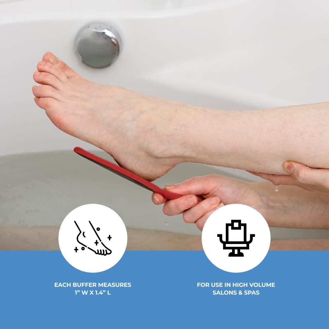 ForPro Professional Collection Red Panda Foot File, 60/100 Grit, Double-Sided Pedicure File for Feet and Heels, 10.5” L (Pack of 6)