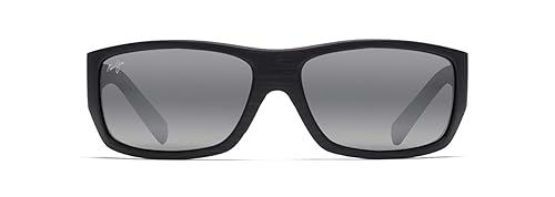 Maui Jim Men's and Women's Wassup Polarized Wrap Sunglasses, Matte Black Woodgrain/Neutral Grey, Small