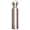Stainless Steel Water Bottle, Uninsulated Leak Proof Sports Bottle, Wide Opening, with Carrying Loop, Silver 25 oz