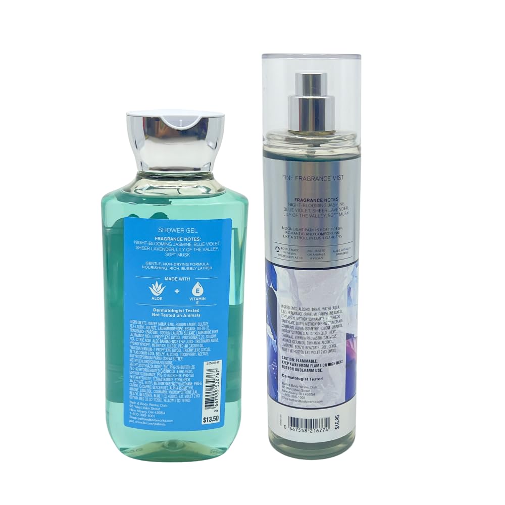 Bath & Body Works Moonlight Path 2pc bundle Shower Gel 10 fl oz and Mist 8 fl oz - Gift Set for Women