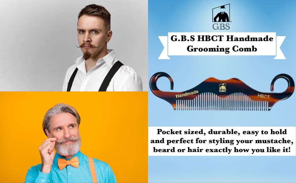 GBS 3 pk HBCT- Handle Bar Style - 5 1/4" Long - Anti Static No Cling No Snag Smooth Edges - Hand-Made of Quality Cellulose Acetate, Saw-Cut & Hand