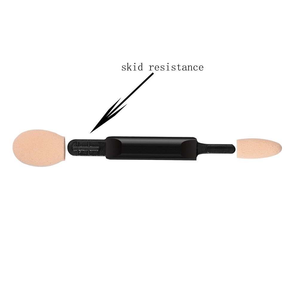 Deksias Disposable Dual Sided Eye Shadow Sponge Applicator Oval Tipped Eyeshadow Brushes Makeup Tool (50PCS, Beige white)