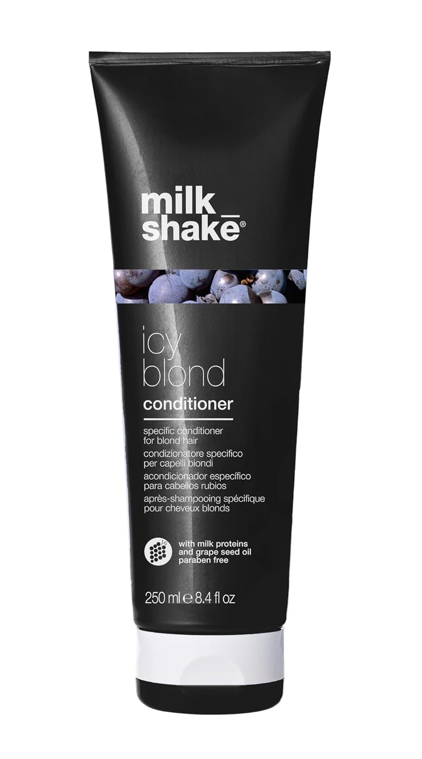 milk_shake icy blond conditioner | award winning toning conditioner with black pigment to neutralize yellow and brass in platinum blonde hair | Beauty and Personal Care milk_shake Default Title