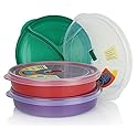 Chef's Choice Regent Products (Set of 3) Microwave Food Storage Tray Containers - 3 Section/Compartment Divided Plates w/Vented Lid