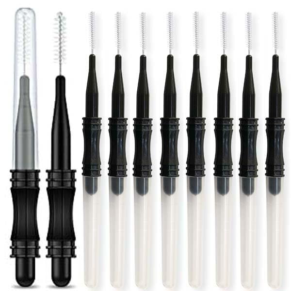 100pcs Mini Spooly Brow Lifter Brush with Cap - 3R Factory Precision Brow Spoolie for Eyebrow Laminating, Comb with Detail Spoolie Brush