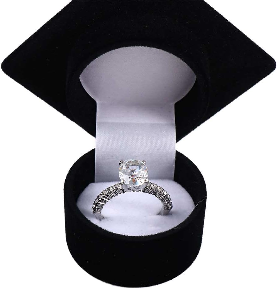 Tangseajiao 1 Pc Black Classic Graduation Ring Box - Graduation Cap Black Ring Box,Ring Storage