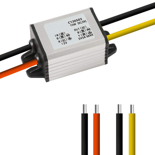12V to 5V DC Converter – Waterproof 6.3-22V to 5V 3A 15W Step Down Voltage Regulator Buck Module for Car, Truck & Vehicle Power Supply