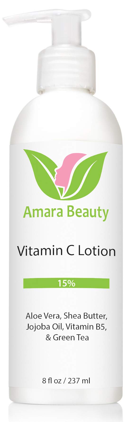 Amara Beauty Vitamin C Face & Body Lotion 15% - with Shea Butter & Jojoba Oil - 8 oz