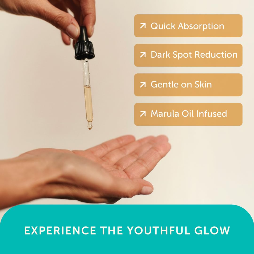 Mambino Organics Youth Glow Hydrating Serum, Vitamin C Face Serum with Marula, Rosehip Oil, Revitalizing Skin, Fades Dark Spots, Smooths Texture