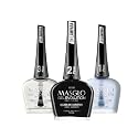 MASGLO GEL EVOLUTION Nail Polish Gel Effect, No UV/Led Lamp, Duration Up to 12 days, 3 PCs -Base, Esmalte NEGRO, Brillo - Efecto Gel sin necesidad de Beauty & Personal Care MASGLO