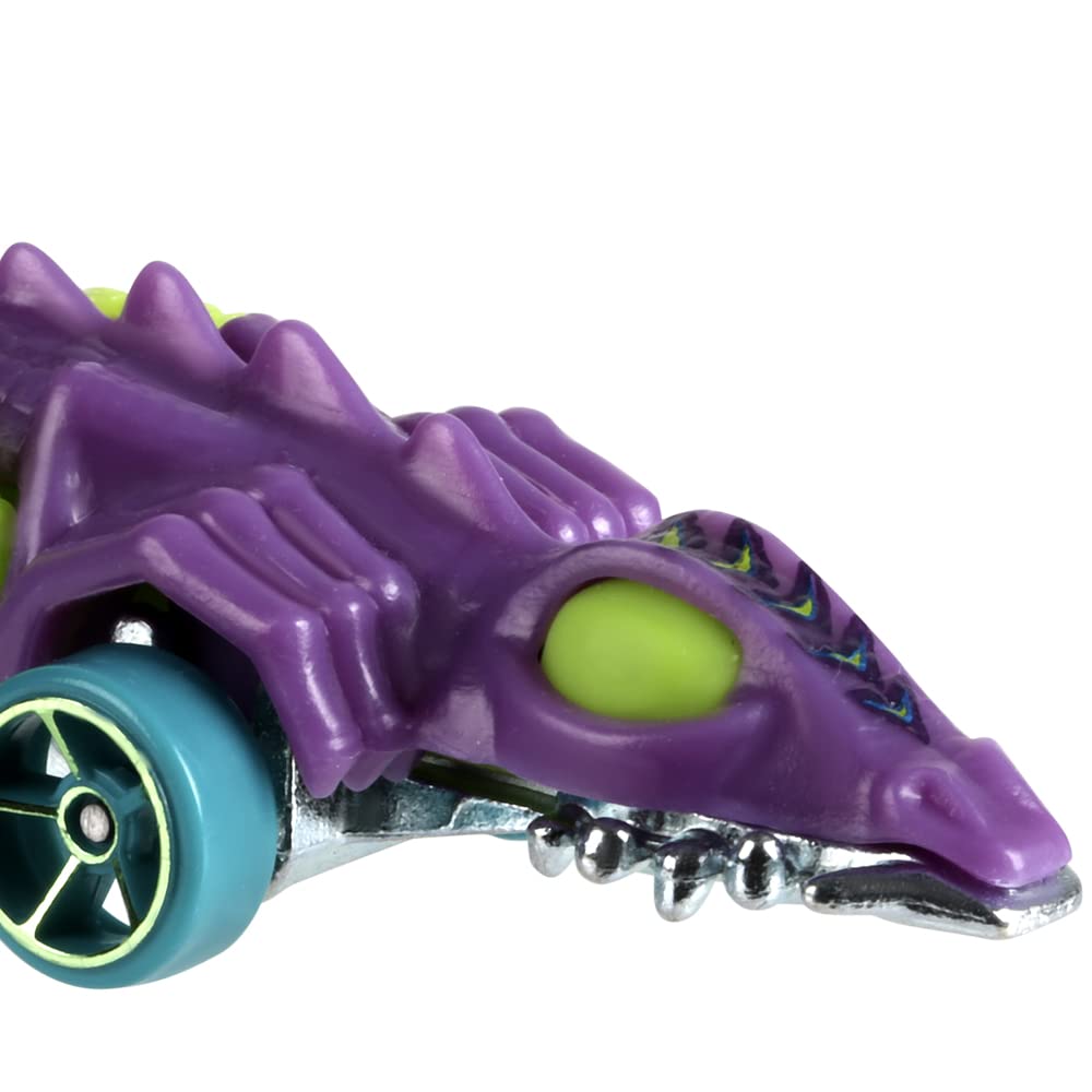 Hot Wheels Collectible Die-Cast Vehicle - Fangster ~ from HW Dino Riders Collection ~ Purple and Green Dinosaur Car
