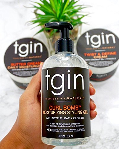 tgin Curl Bomb Moisturizing Styling Gel - Frizz Control, Curl Defining & Moisturizing Hair Gel with Olive Oil & Nettle Leaf - Curly Hair Products