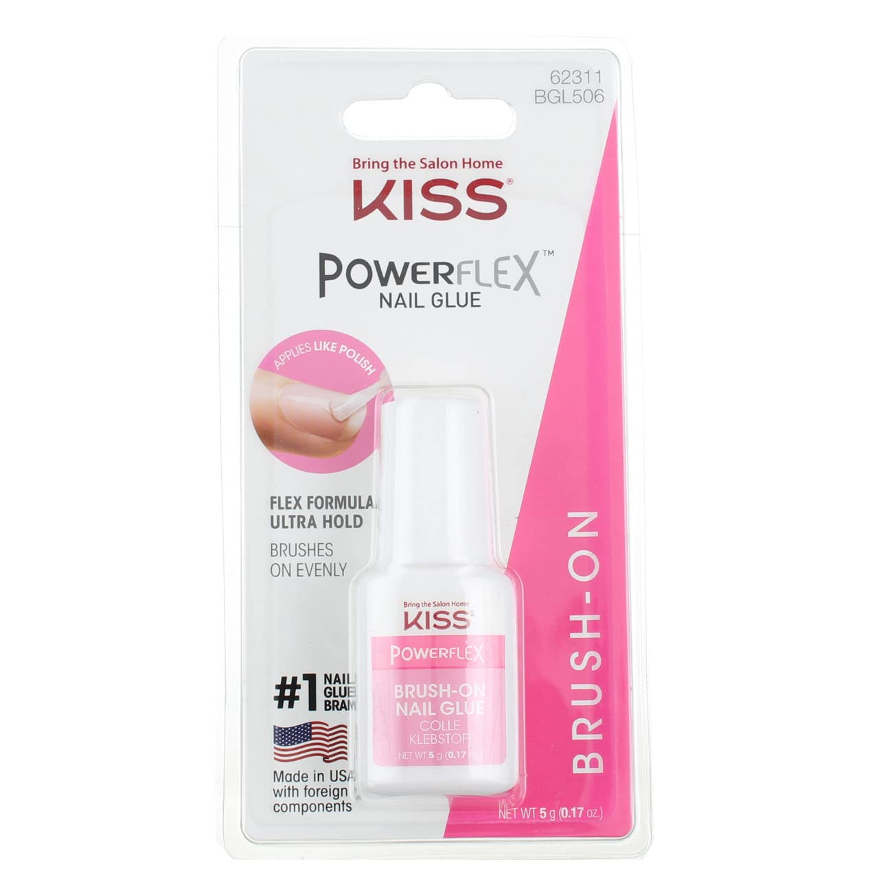 Kiss Powerflex Brush On Nail Glue 0.17 Ounce (Pack of 6) Beauty & Personal Care KISS