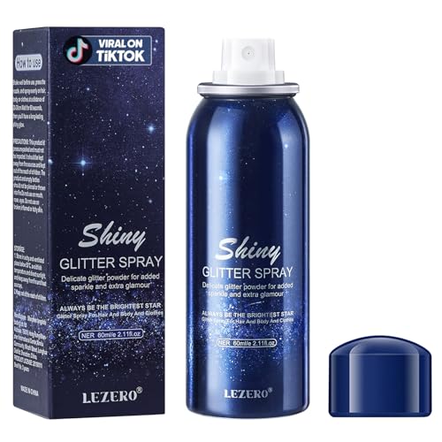 Lezero Body Glitter Spray, Temporary Shiny Hairspray for Face, Hair, Clothing, Long Lasting Quick-Drying Shimmer Mist for St. Patrick's Day, Music
