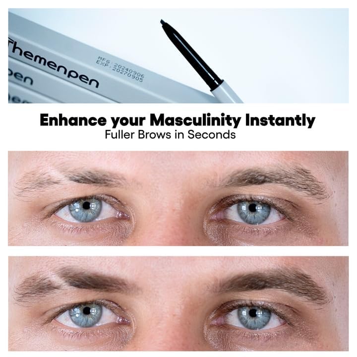 The Men Pen - Waterproof Eyebrow Pen | Beard Filler for Men | Microblading Eyebrow Pen | Hair Filler | Anti-Smudge | Mustache, Beard & Eyebrow Filler
