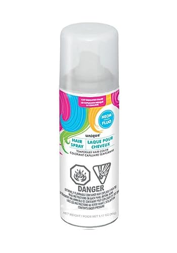 White Neon Hair Spray, Easy to Apply & Wash Out - Perfect for Parties & Events - 3.17 fl Oz