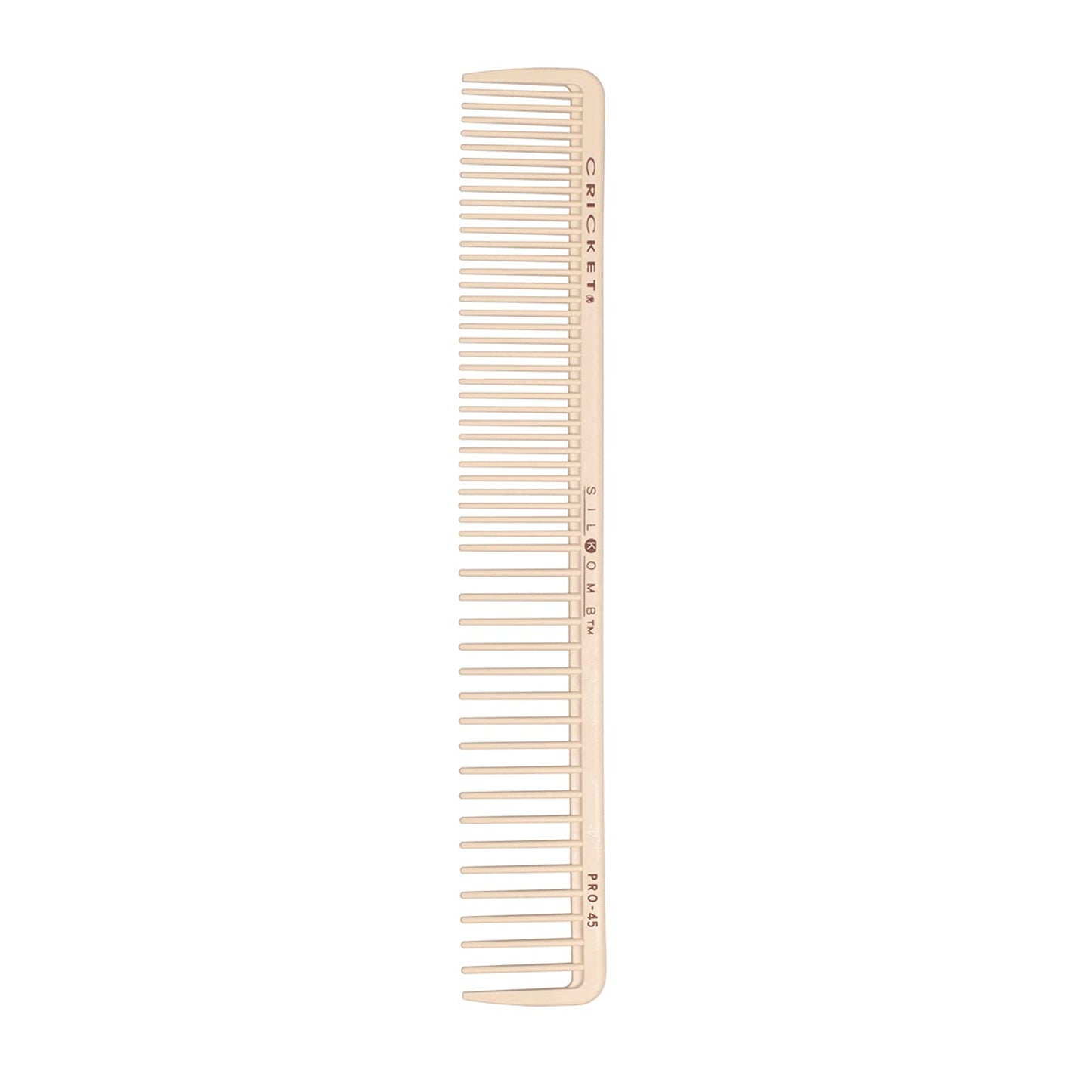 Cricket Silkomb Pro-45 All Purpose Professional Hair Stylist Comb - Japanese Made, Silicone Injected, Dual Tooth Patterns for Detangling, Cutting