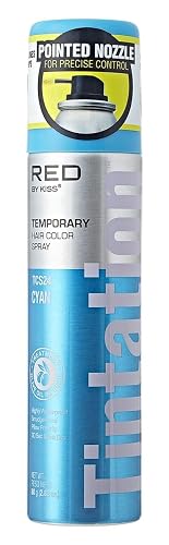 Red by Kiss Tintation Temporary Hair Color Spray 2.82oz, Quick-Dry & Smudge-Proof, Vivid Color Washable Hair Dye, Styling Spray Cosplay Halloween
