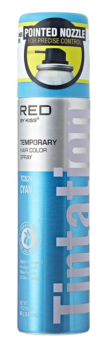 Red by Kiss Tintation Temporary Hair Color Spray 2.82oz, Quick-Dry & Smudge-Proof, Vivid Color Washable Hair Dye, Styling Spray Cosplay Halloween