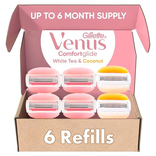 Gillette Venus ComfortGlide White Tea 4 count, with Gillette Venus ComfortGlide plus Olay 2 count, Women's Razor Blade Refills Beauty and Personal Care Gillette Venus Default Title