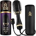 Professional 2 in 1 Volumizing Oval Hair Brush Dryer for Women, 75MM with Hard Travel Case and Premium Gift Box, Black & Gold