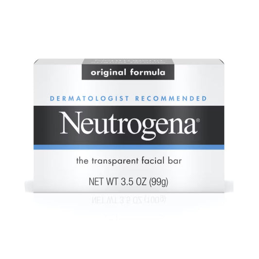 Neutrogena Original Gentle Facial Cleansing Bar with Glycerin, Pure & Transparent Face Wash Bar Soap, Free of Harsh Detergents, Dyes & Hardeners, 3.5
