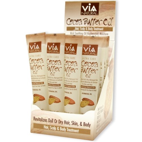 VIA Natural Ultra Care Cocoa Butter Oil Concentrated Natural Oil 1.5oz - Revitalizes Dull, Dry, Damaged Hair Helps Control Moisture & Softness