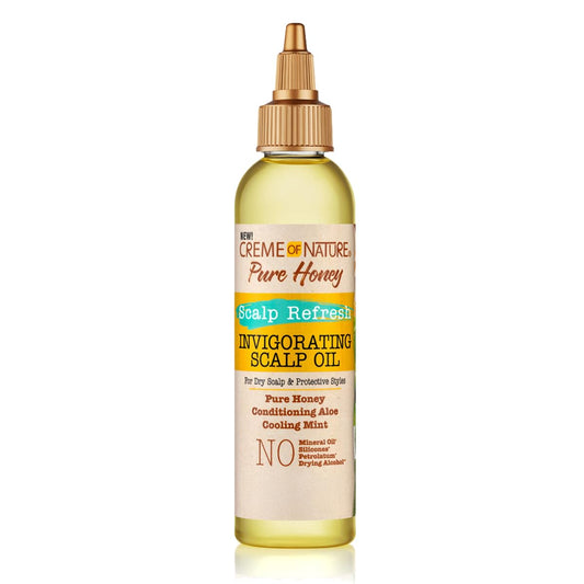 Creme of Nature Pure Honey Scalp Refresh Invigorating Scalp Treatment Oil, Lightweight Formula with Mint & Aloe, Moisture & Shine for All Hair Types
