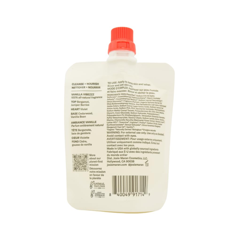 Josie Maran Hydrating Argan Body Wash, Vanilla Vibezzz, 2 Oz, Argan Oil, Coconut Bubbles