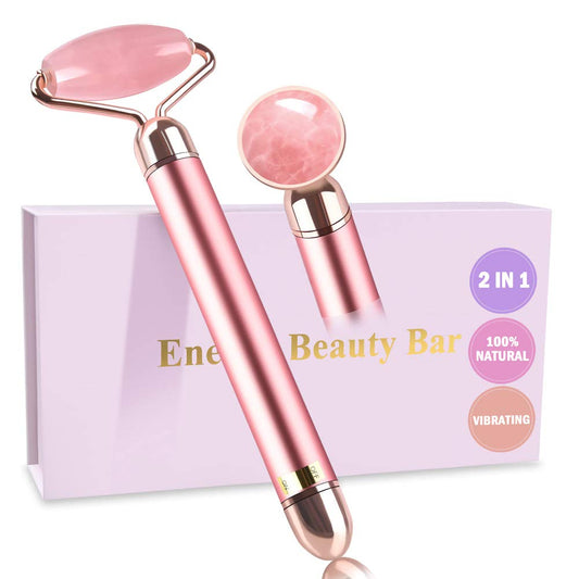 ZS ZESHIN Upgrade 2 in 1 Vibrating Jade Facial Massager Roller, Electric Rose Quartz Eye Face Roller to Press Skin Cream Oil for Anti-Aging Reducing