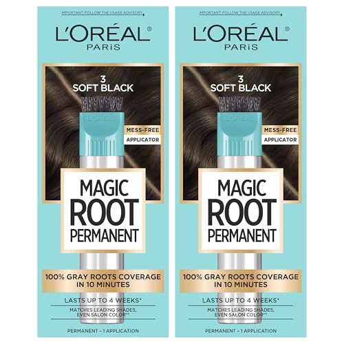 L'Oreal Paris Magic Root Permanent Hair Color Kit, 100% Gray Hair Coverage In Just 10 Minutes, Precision Brush Applicator for Seamless Application, 3