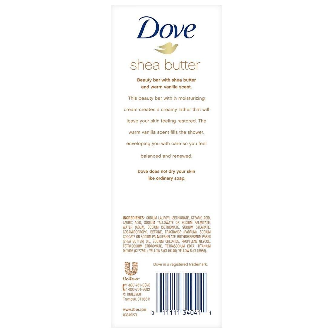 Dove Purely Pampering 16-4 OZ Shea Butter Bar Soaps, Warm Vanilla Scent, 64 OZ, White