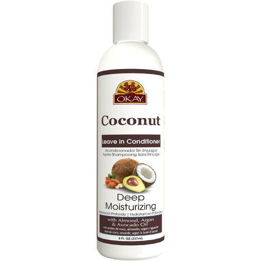 OKAY Coconut Leave In Conditioner - Hair Moisturizer For Women And Men, Contains Castor Seed Oil, Natural Hair Product For Hair Growth, Curly Hair