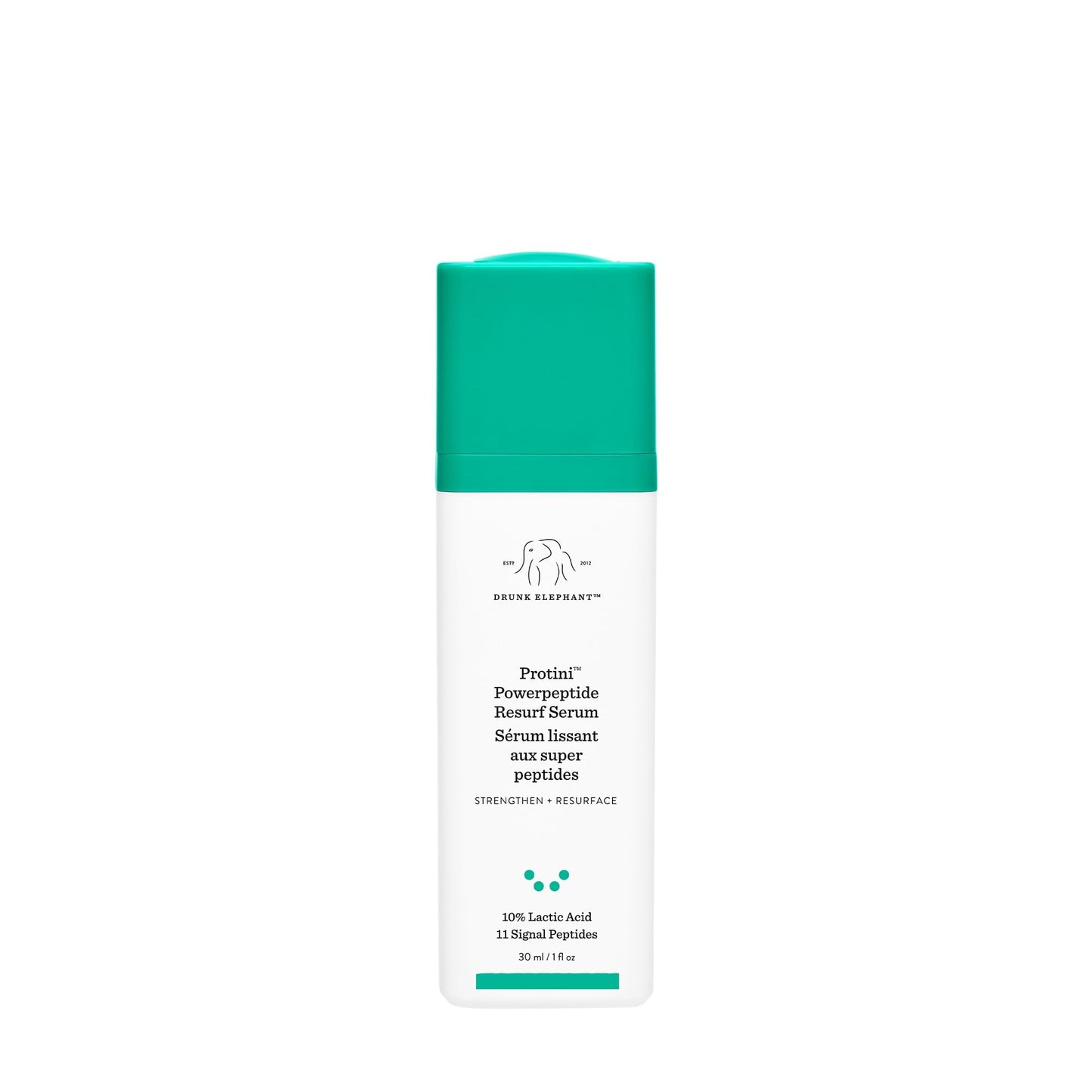 Drunk Elephant Protini Powerpeptide Resurf Serum - 30 ml/1 fl oz - Exfoliating Lactic Acid AHA Serum - Clean Clinical Skincare - Cruelty-Free - Free