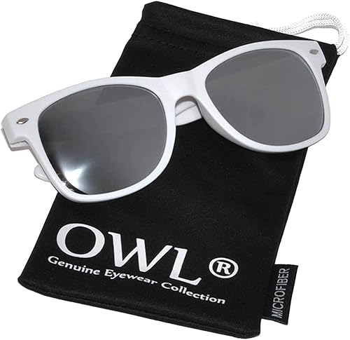 Vintage Sunglasses with Silver Mirror Lens White Frame UV Protection