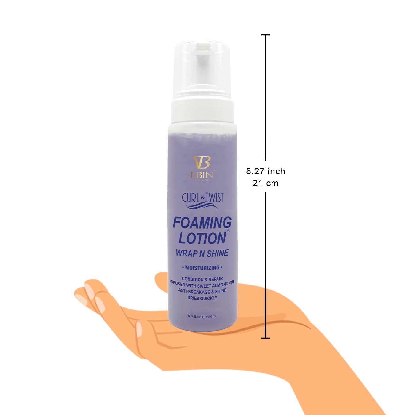 EBIN NEW YORK Curl & Twist Foaming Lotion Moisturizing - 8.5 oz/ 250ml | Moisturizing and Hydration, Smoothing with Natural High Shine, Defining Curls