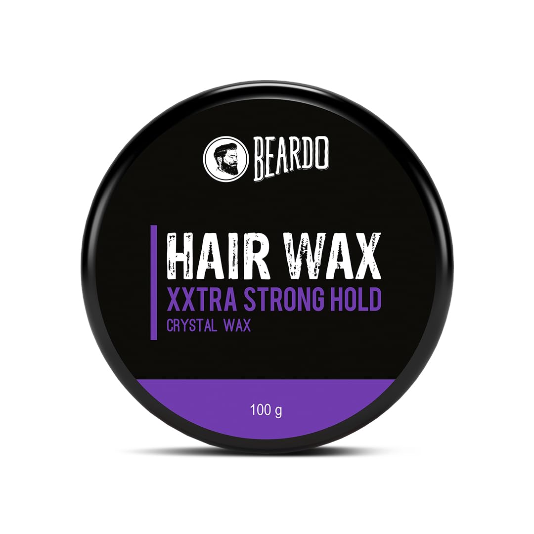 Beardo XXtra Stronghold Hair Wax, 100 gm | Crystal Hair Wax for Men | Glossy Finish | Hair Style, Shine | Extra Strong Hold Styling Hair Wax - 3.4Fl