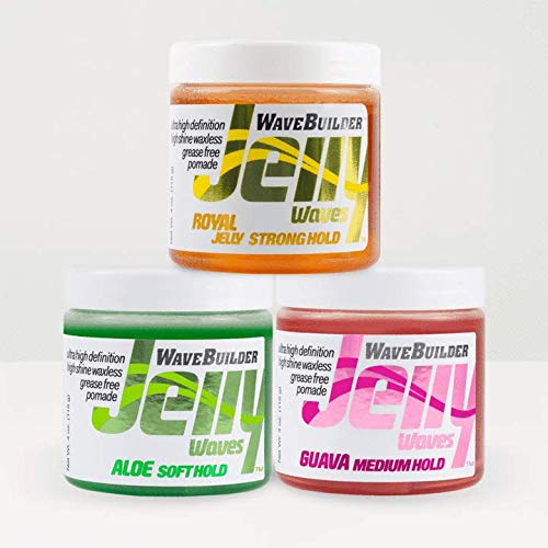 WAVEBUILDER Jelly Waves Trio-Soft Medium and Strong Hold Pomades for Waves