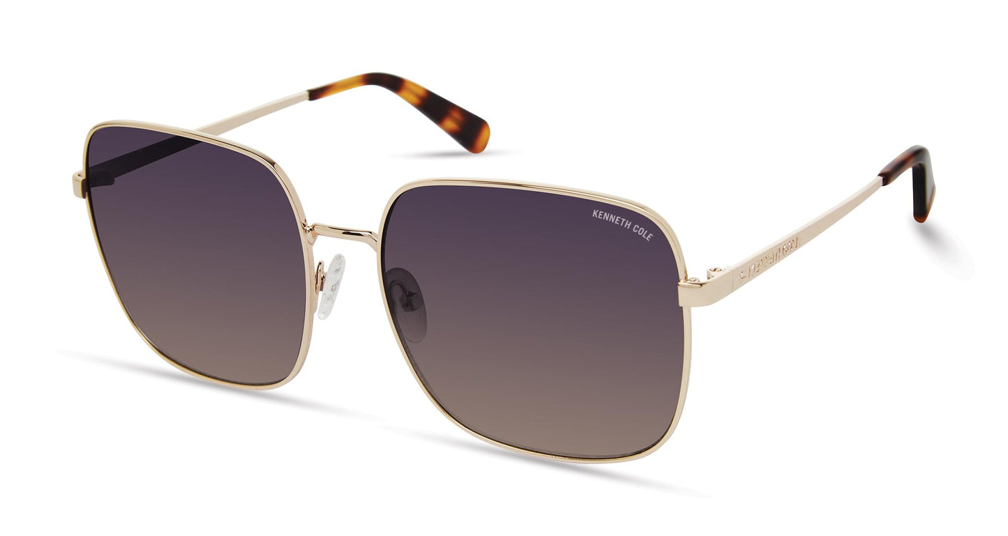 Kenneth Cole New York Women's KC6032W Square Sunglasses, Gold/Gradient Blue, 60/17/140