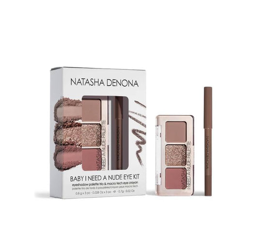 Natasha Denona BABY I NEED A NUDE EYE KIT - Baby Eyeshadow Palette & Macro Tech Eye Crayon Kit + Bonus Premium Korean Sheet Masque with Collagen