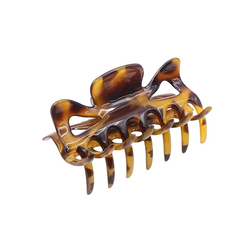 Parcelona French Classic Medium 3" Celluloid No Slip Grip Covered Spring Jaw Hair Claw Durable Styling Hair Accessories Women Strong Hold Girls Hair