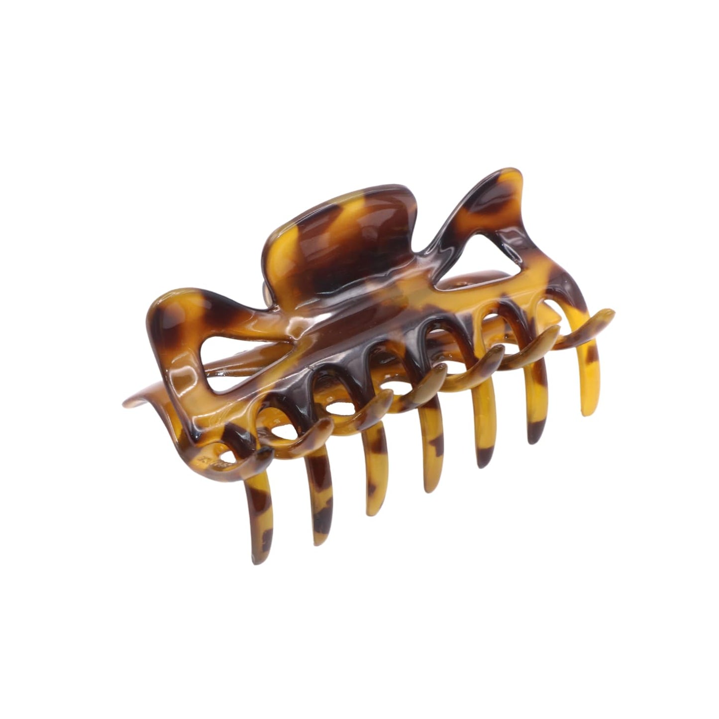 Parcelona French Classic Medium 3" Celluloid No Slip Grip Covered Spring Jaw Hair Claw Durable Styling Hair Accessories Women Strong Hold Girls Hair