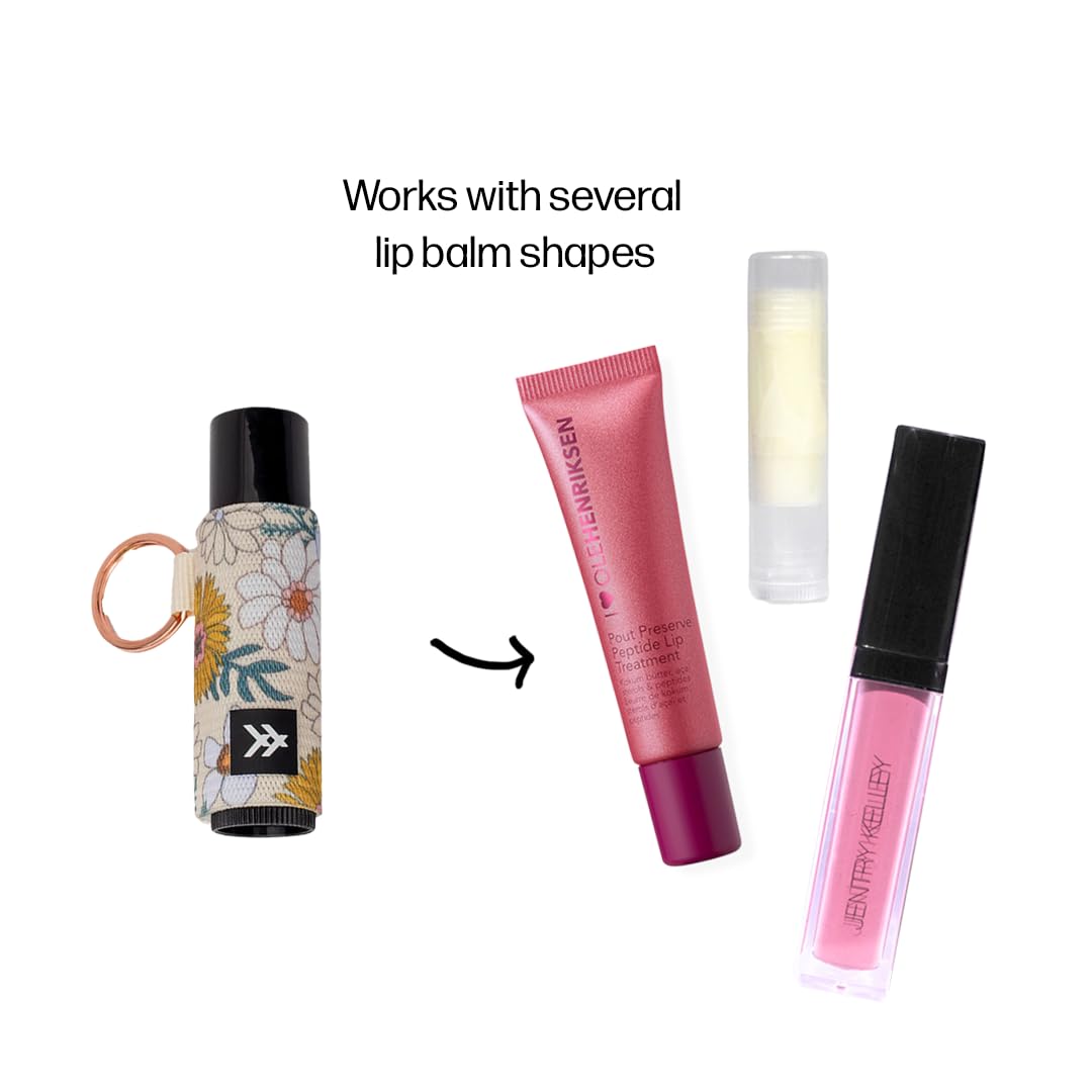 Thread Wallets Elastic Chapstick and Lip Gloss Holder Keychain (Blossom)