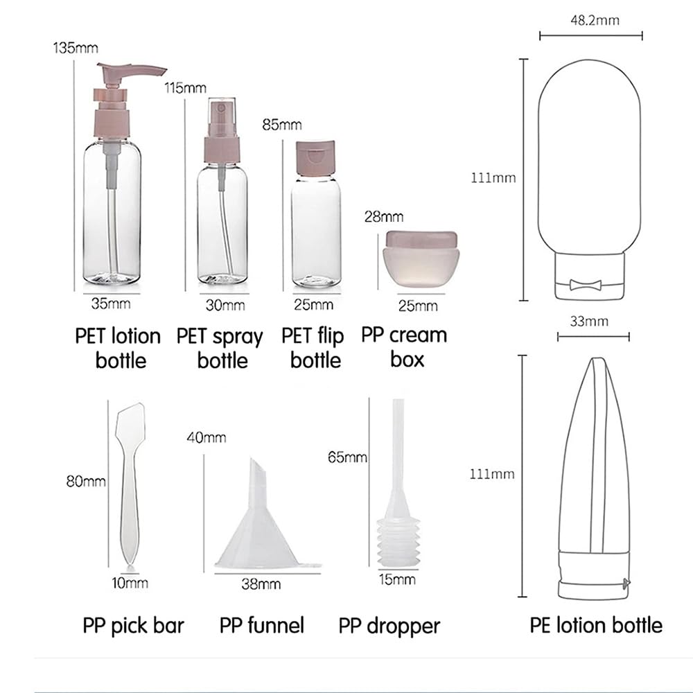 ZLSSETEC 12pack Travel Bottles for Toiletries, TSA Approved Travel Size Toiletries Containers, Travel Bottles Set with Labels Leakproof Squeezable