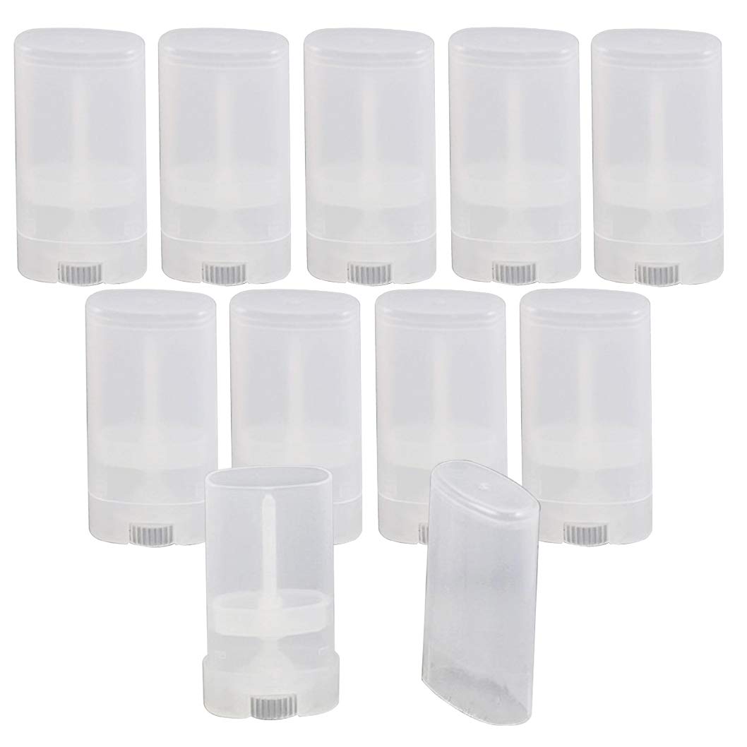 10PCS 15ml 0.5oz Clear Empty Plastic Oval DIY Lipstick Lip Balm Lip Gloss Tubes Deodorant Crayon Chapstick Tube Bottle Containers Oval Holder Case