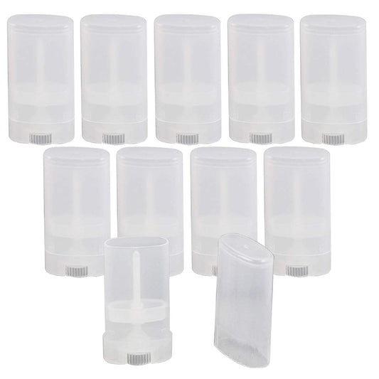10PCS 15ml 0.5oz Clear Empty Plastic Oval DIY Lipstick Lip Balm Lip Gloss Tubes Deodorant Crayon Chapstick Tube Bottle Containers Oval Holder Case