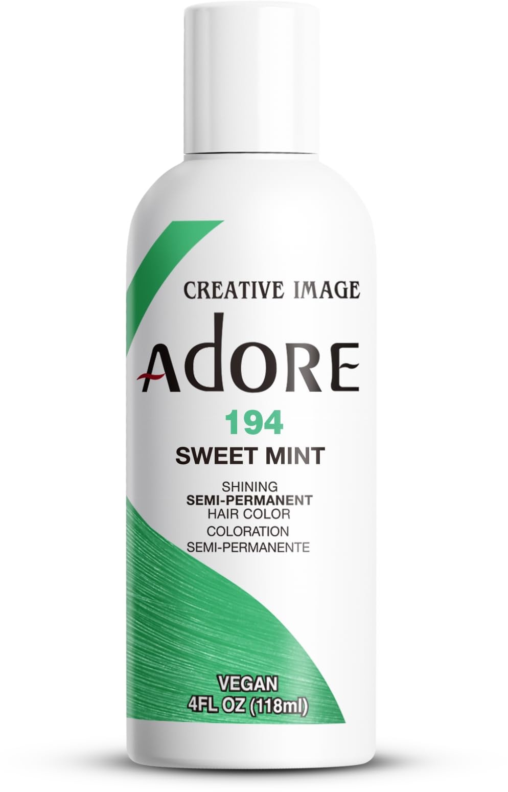 Adore Semi Permanent Hair Color (194 Sweet Mint) | Vegan & Cruelty-Free Green Hair Dye | No Ammonia, No Peroxide, No Alcohol | 4 Fl Oz