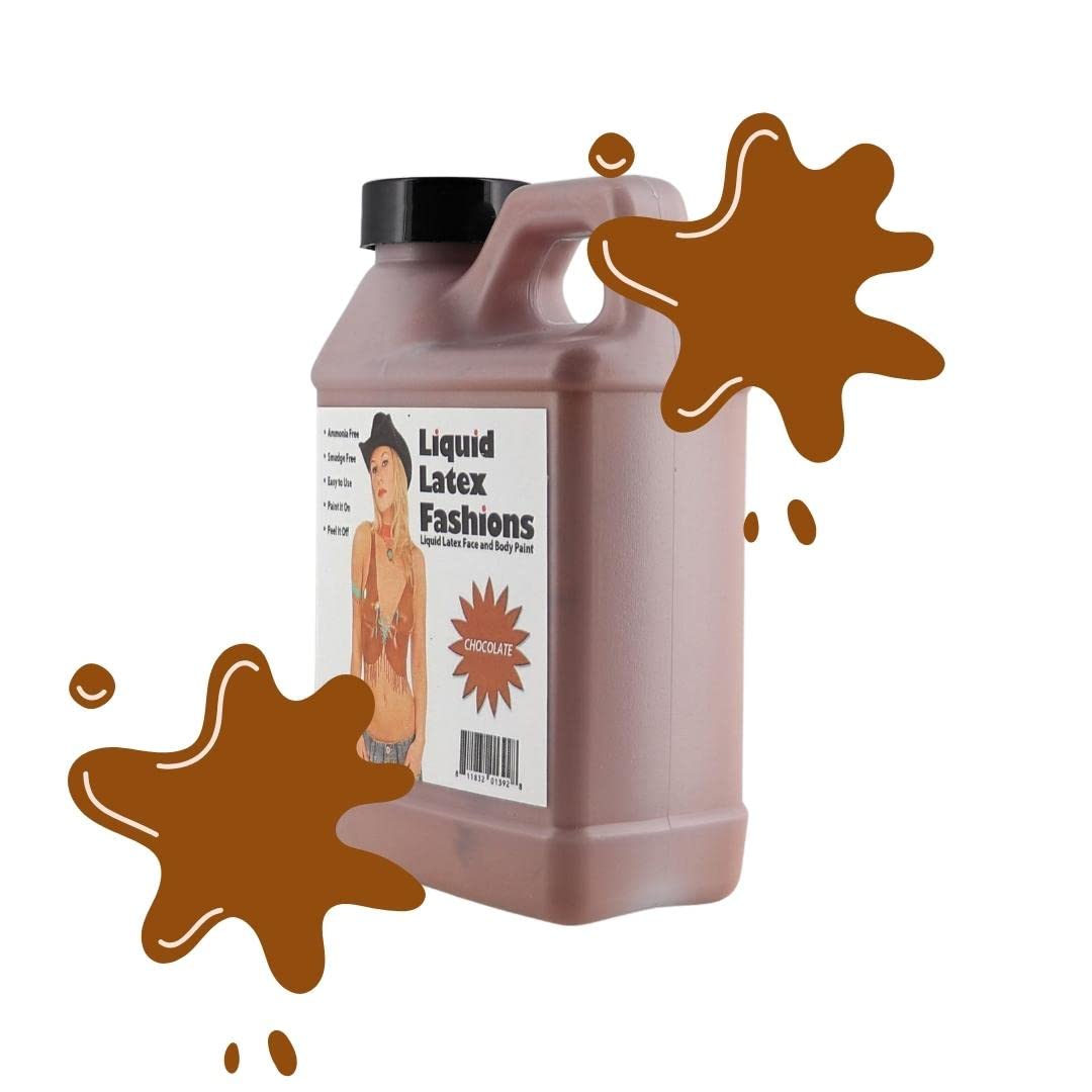 Chocolate 32 Oz - Liquid Latex Body Paint, Ammonia Free No Odor, Easy On and Off, Cosplay Makeup, Creates Professional Monster, Zombie Arts