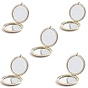 mpowtech 5 Pack Magnifying Compact Mirrors Bulk - Gold Small Mirror for Purse,Double Sided Travel Makeup Mirror with 1x and 2X Magnification,Cosmetic