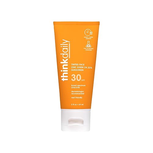Thinkdaily SPF 30 Tinted Sunscreen for Face with Zinc Oxide, 2 Oz - Safe, Natural, Water Resistant Reef Safe Sunscreen, All Skin Tones, Broad Spectrum